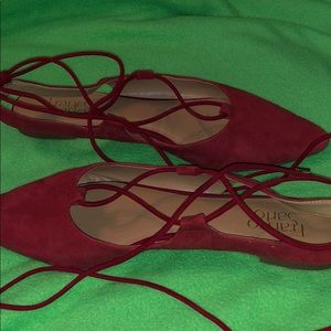 Franco Sarto red velvet flats.